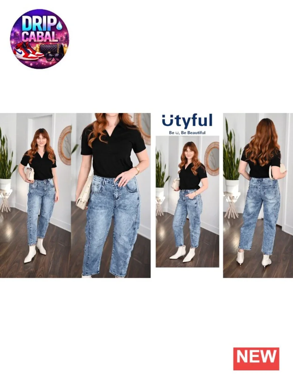 High Waisted Distressed Baggy Wide Leg Jeans with Pockets